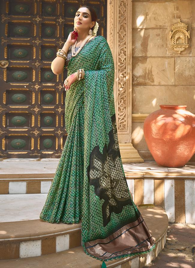 Gajji Silk Green Wedding Wear Hand Work Saree